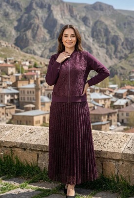 Armine TREND Krep Kombinli Güpürlü Takım 25KT670